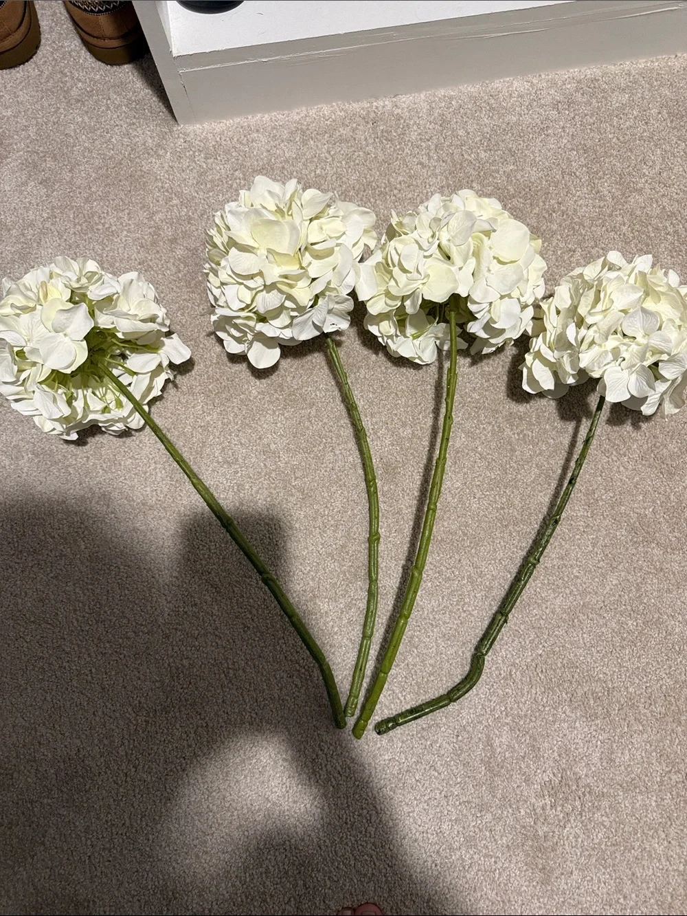 Artificial Hydrangea Stem Bouquet - White/Cream Home Accent.  4 stems.